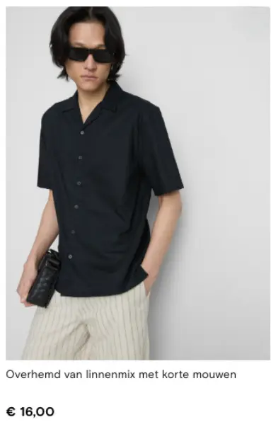 Aanbieding: Overhemd van linnenmix met korte mouwen