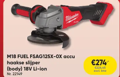 Promotie: M18 FUEL FSAG125X-OX accu haakse slijper
