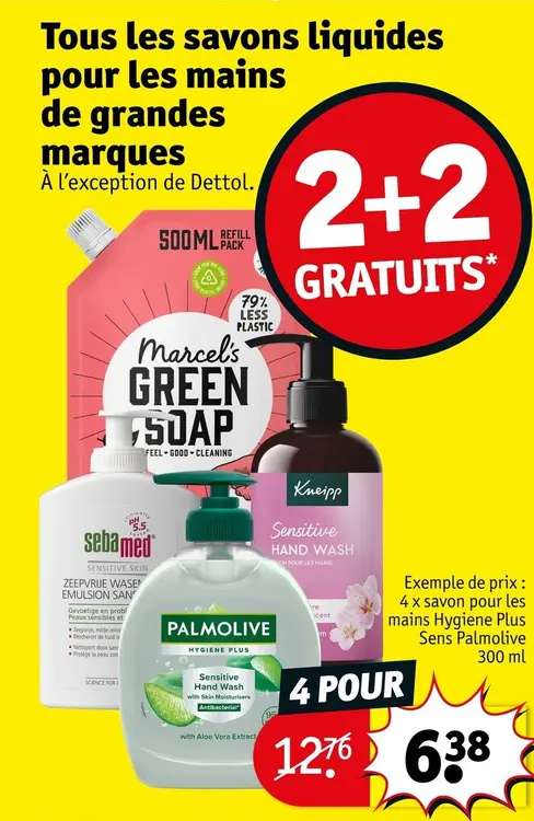 Offre: Tous les savons liquides pour les mains de grandes marques