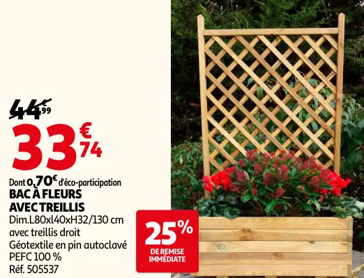 Promotie: Bac a fleurs avec treillis