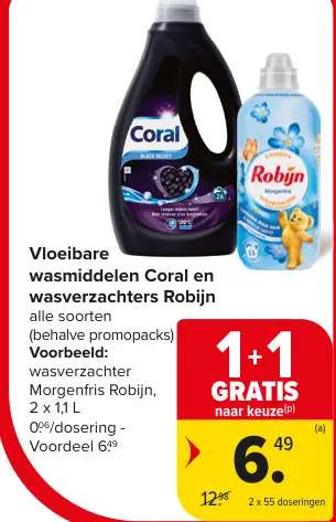Promotie: Vloeibare wasmiddelen Coral en wasverzachters