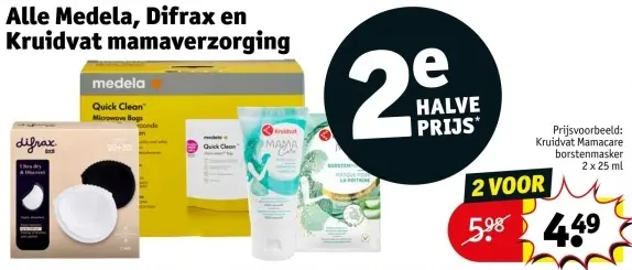 Aanbieding: Alle Medela, Difrax en Kruidvat mamaverzorging