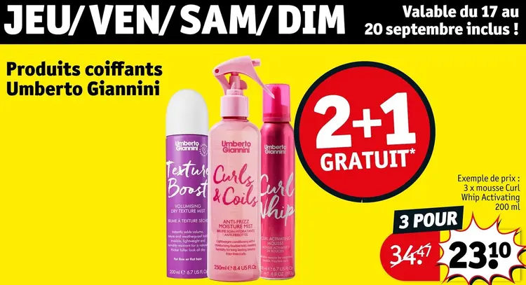 Offre: Produits coiffants Umberto Giannini