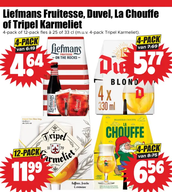 Aanbieding: Liefmans Fruitesse, Duvel, La chouffe of Tripel Karmeliet