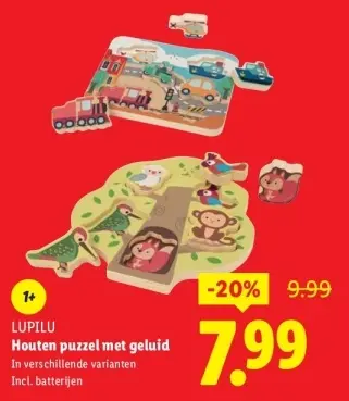 Aanbieding: Houten puzzel met geluid