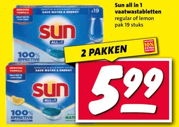 Aanbieding: Sun all in 1 vaatwastabletten