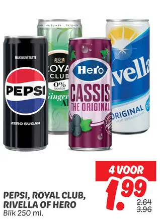 Aanbieding: Pepsi, Royal Club, Rivella of Hero