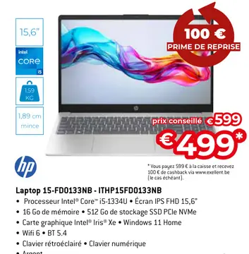 Offre: Laptop 15-FD0133NB - ITHP15FD0133NB