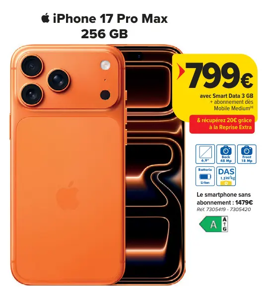Offre: iPhone 17 Pro Max 256 GB