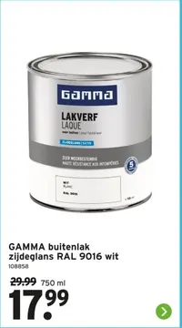 Aanbieding: GAMMA buitenlak zijdeglans RAL 9016 wit