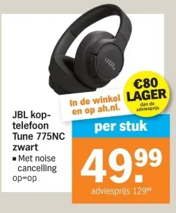 Aanbieding: koptelefoon Tune 775NC zwart