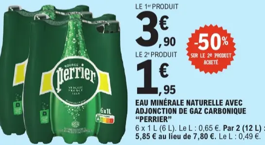 Offre: Eau minérale naturelle avec adjonction de gaz carbonique