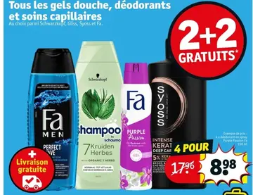 Offre: Gels douche, déodorants et soins capillaires