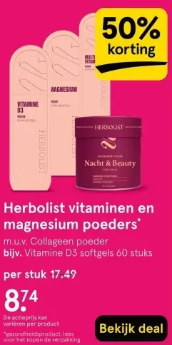 Aanbieding: Herbolist vitaminen en magnesium poeders