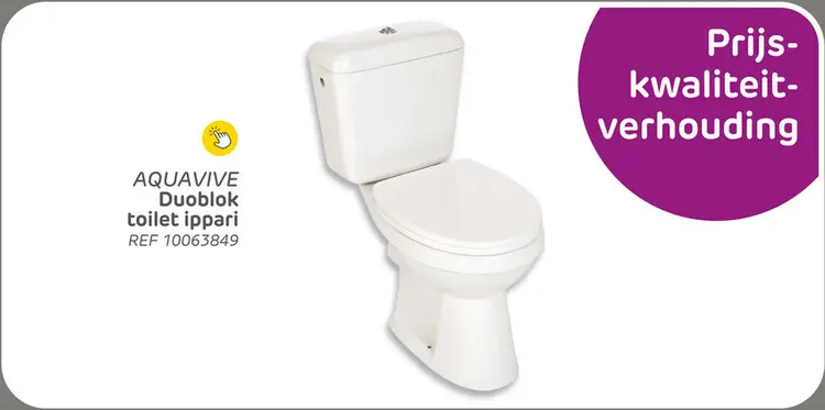Promotie: Aquavive duoblok toilet ippari i pk aansluiting i soft-close toiletzitting wit