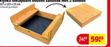 Aanbieding: Rijoka inklapbare houten zandbak met 2 banken