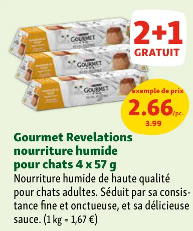 Offre: Gourmet Revelations nourriture humide pour chats 4 x 
