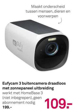 Aanbieding: Eufycam 3 buitencamera draadloos met zonnepaneel uitbreiding