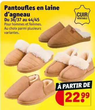 Offre: Pantoufles en laine d'agneau