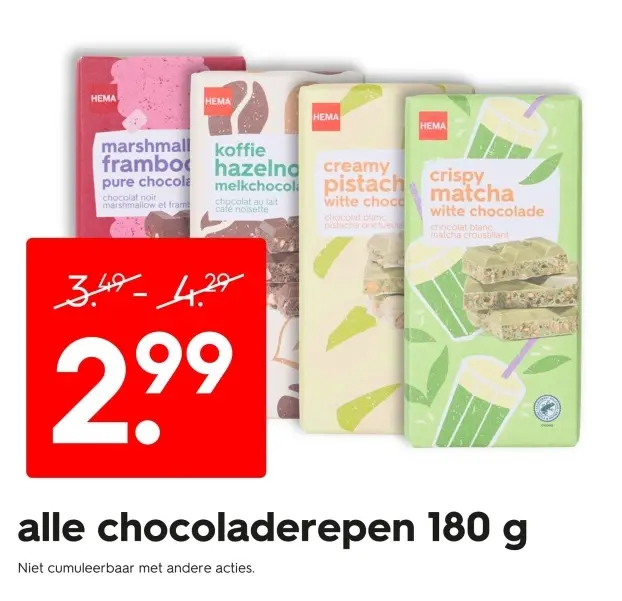 Promotie: Alle chocoladerepen 180 g