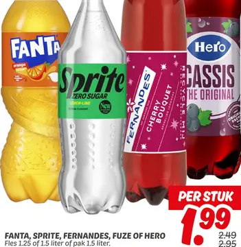Aanbieding: Fanta, Sprite, Fernandes, fuze of Hero