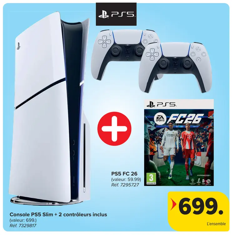 Offre: Console PS5 Slim + 2 contrôleurs inclus