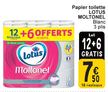 Offre: Papier toilette LOTUS MOLTONEL
