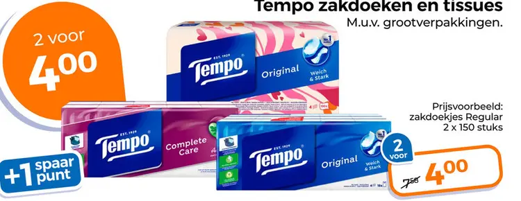 Aanbieding: Tempo zakdoeken en tissues