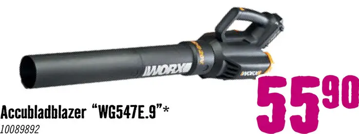 Aanbieding: WORX Accu Bladblazer WG547E.9 excl. 20 V accu en lader **gratis accu**