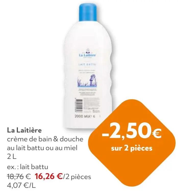 Offre: Crème de bain & douche au lait battu ou au miel