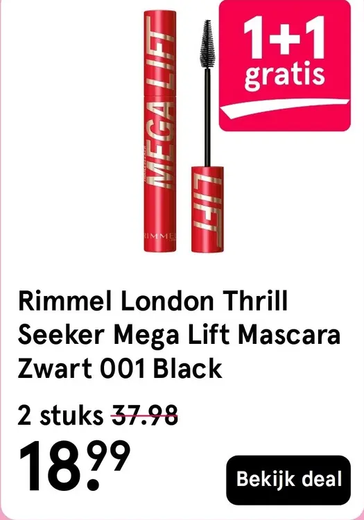 Aanbieding: Thrill Seeker Mega Lift Mascara Zwart 001 Black