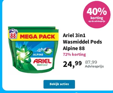 Aanbieding: Ariel 3in1 Wasmiddel Pods Alpine 88