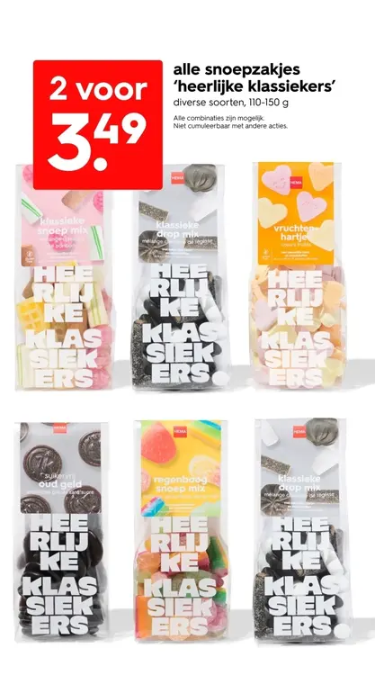 Promotie: alle snoepzakjes 'heerlijke klassiekers'