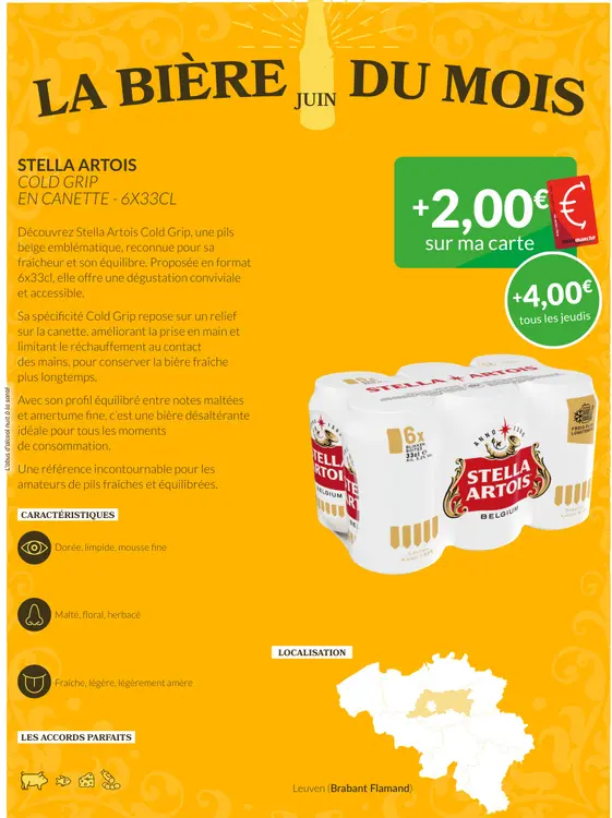 Offre: Stella artois cold grip en canette - 6x33cl