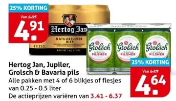 Aanbieding: Hertog Jan, Jupiler, Grolsch of Bavaria Pils