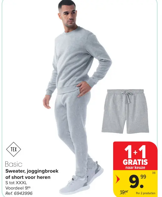Promotie: Sweater, joggingbroek of short voor heren