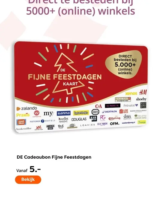Aanbieding: DE Cadeaubon Fijne Feestdagen