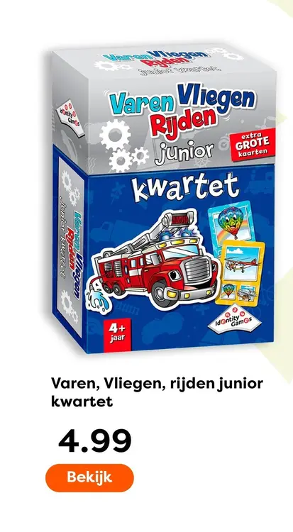 Aanbieding: Varen, Vliegen, rijden junior kwartet