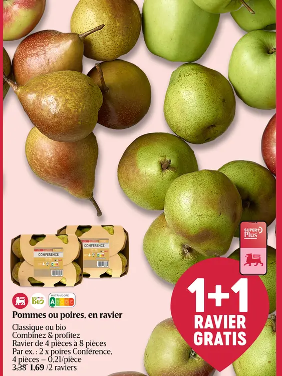 Offre: Pommes ou poires, en ravier