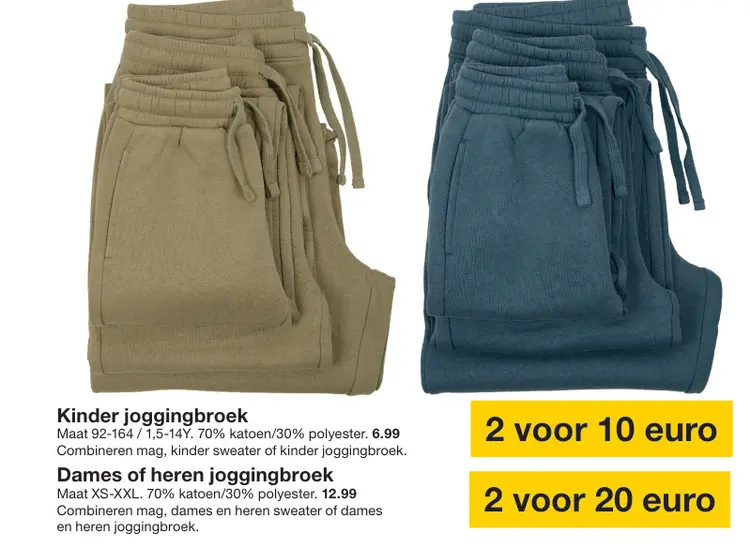 Aanbieding: Kinder, dames of heren joggingbroek