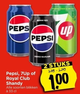 Aanbieding: Pepsi, 7Up of Royal Club Shandy