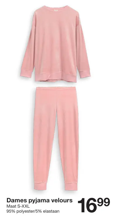 Promotie: Dames pyjama velours