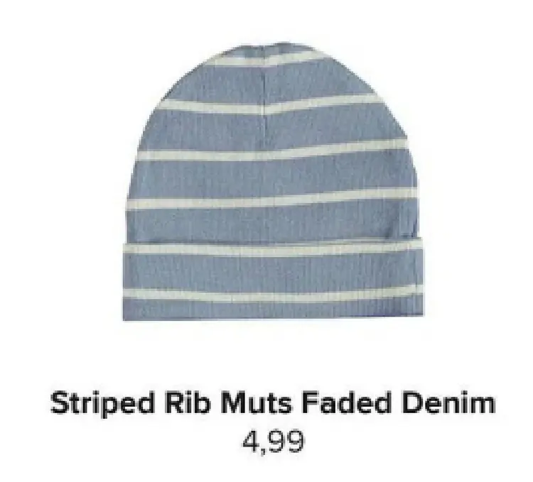 Aanbieding: Striped Rib Muts Faded Denim