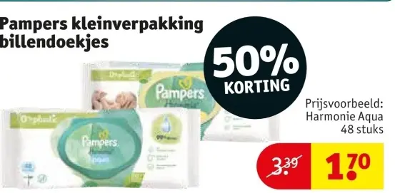 Aanbieding: Pampers kleinverpakking billendoekjes