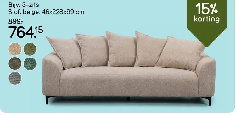 Aanbieding: Bank Elsa 3-zits - beige