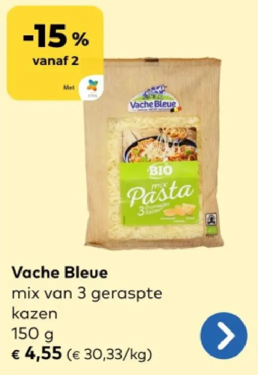 Offre: Vache Bleue mix van 3 geraspte kazen