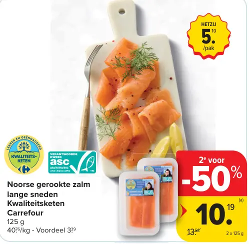 Promotie: Noorse gerookte zalm lange sneden