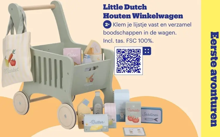 Promotie: Little Dutch Houten winkelwagen