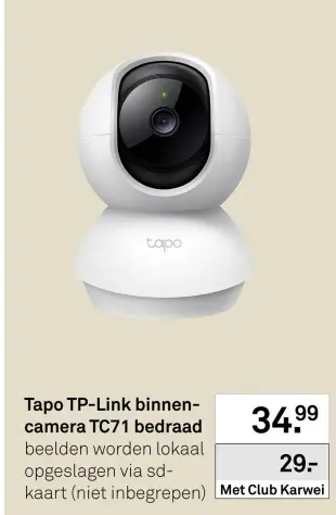 Aanbieding: Binnencamera TC71 bedraad