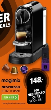 Aanbieding: Magimix Nespresso Citiz 11315NL Zwart